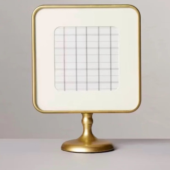 4"x4" Brass Pedestal Picture Frame Antique Finish - Hearth & Hand™ with Magnolia - Picture 1 of 3